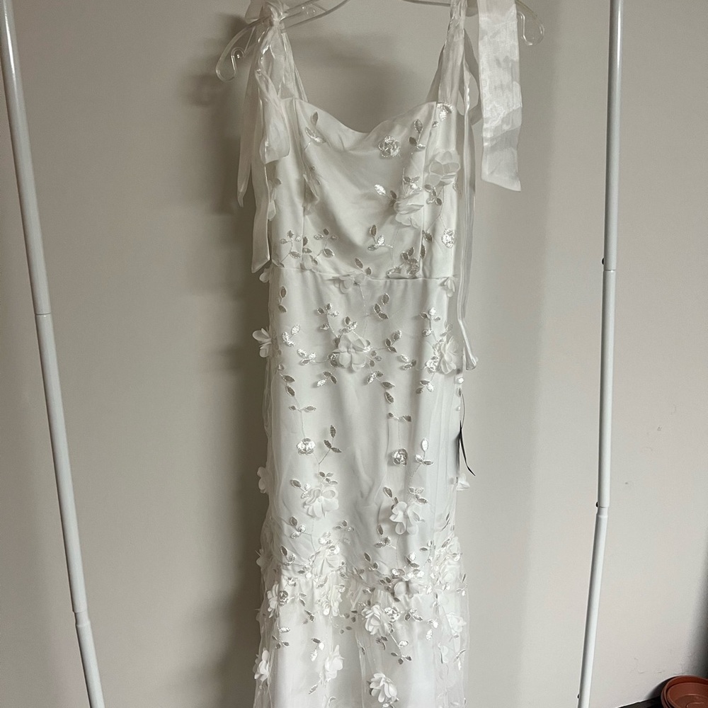 Lulu's White Dress with Floral Details